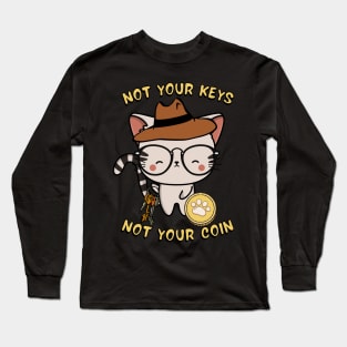 not your keys not your coin tabby cat Long Sleeve T-Shirt